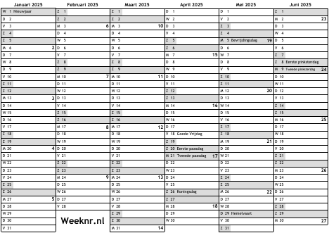  Foto zu Weeknummers 2025 
